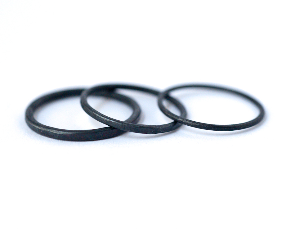 Hammered Silver Rings – Black Ring Bands
