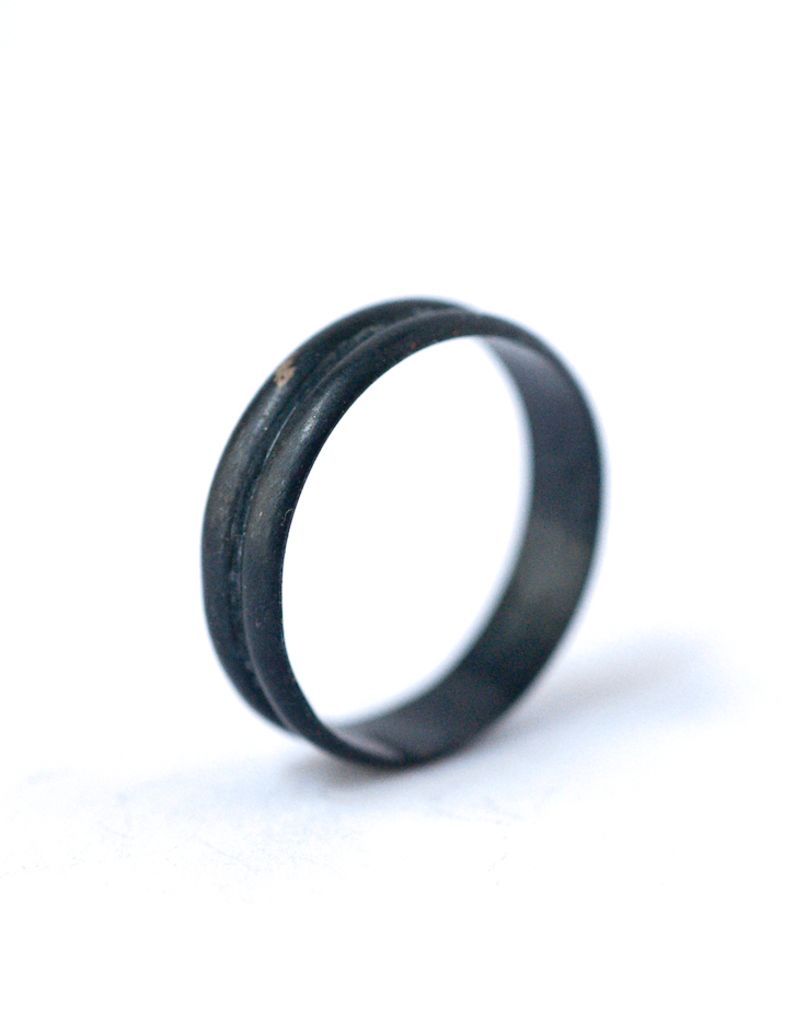 Double Band Ring - Oxidized Silver Stackable Ring | LoveGemStudio