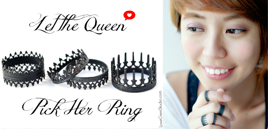 Crown Rings - Oxidized Silver Ring - LoveGem Studio - 15