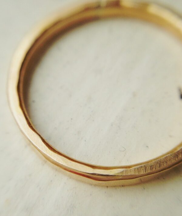 Hammered Wedding Band - 14K Solid Gold Ring Jewelry