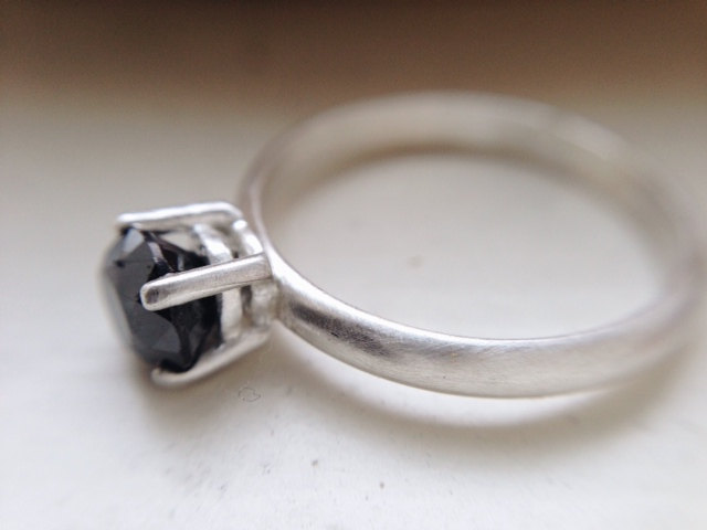 black diamond sterling silver ring