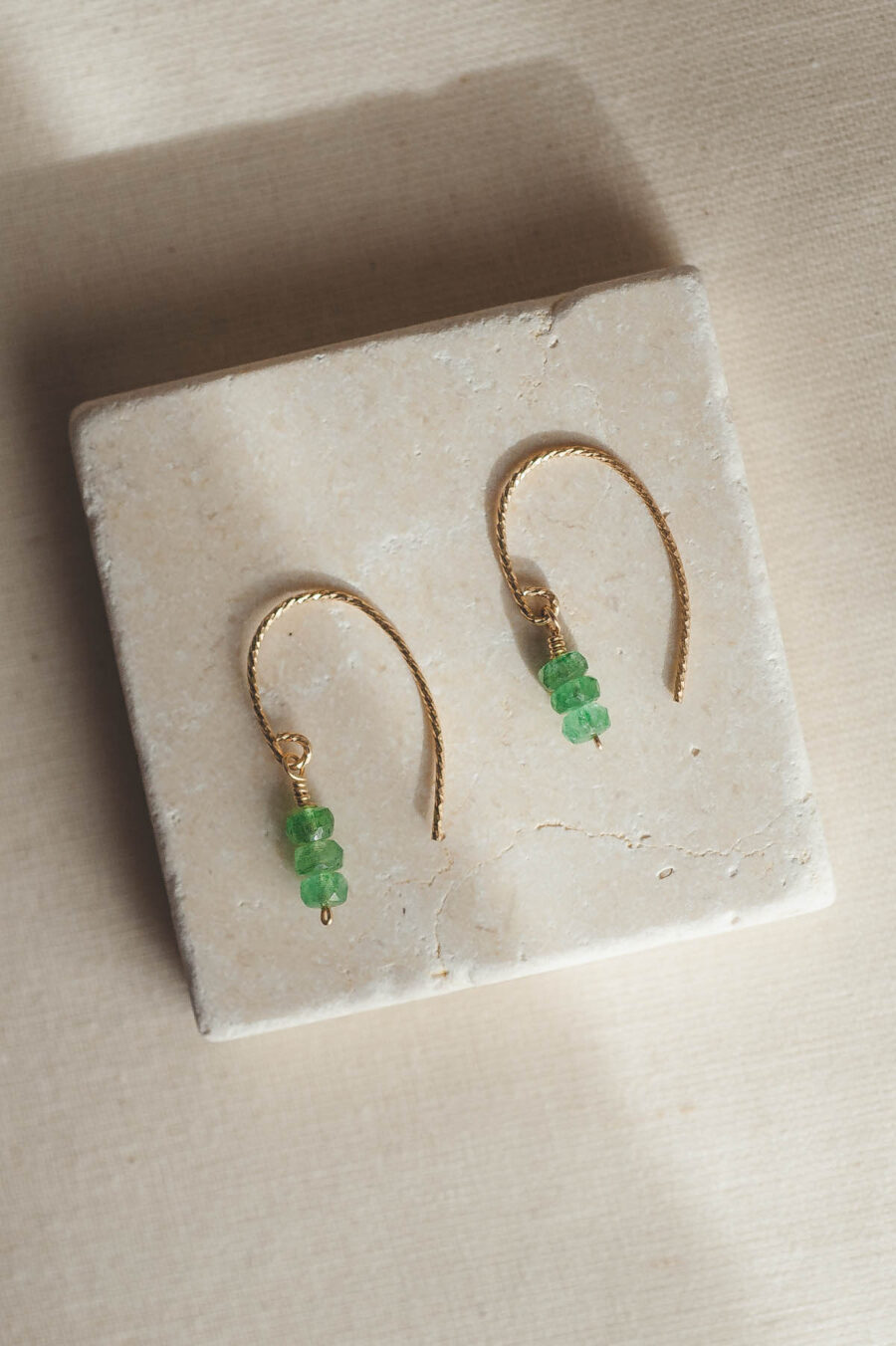 Minimalist Emerald Drop earrings