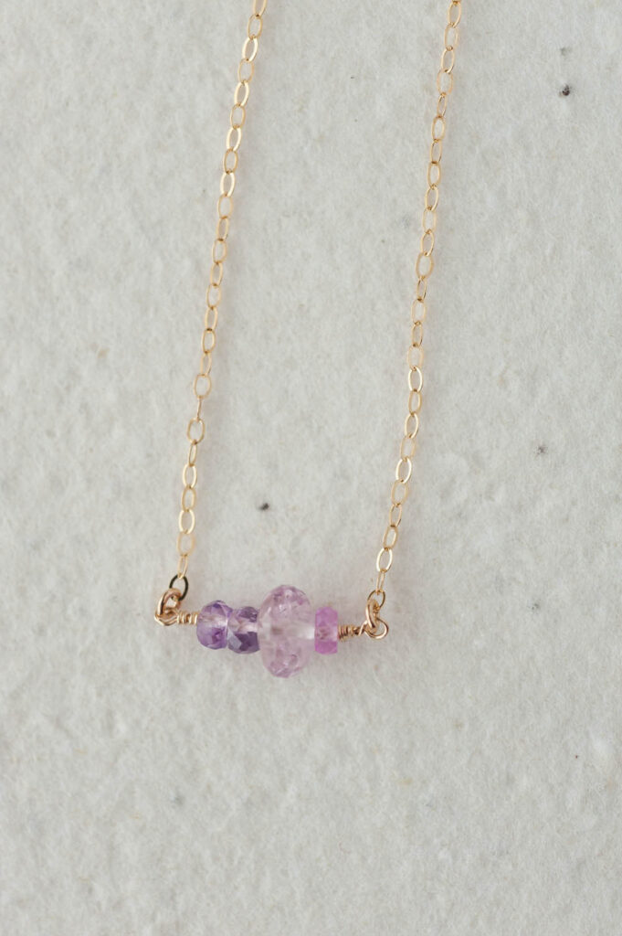 Pink Sapphire Cluster-Necklace