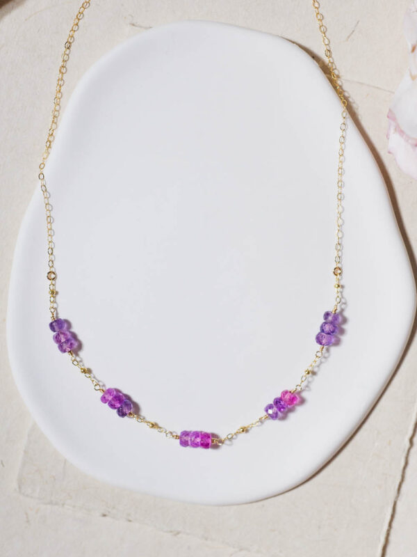 Pink Sapphire Statement Necklace / Gold-Filled