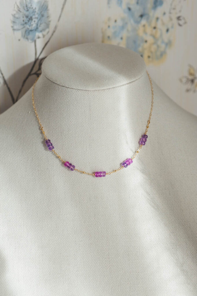 pink sapphire statement necklace - September birthstone Sapphire