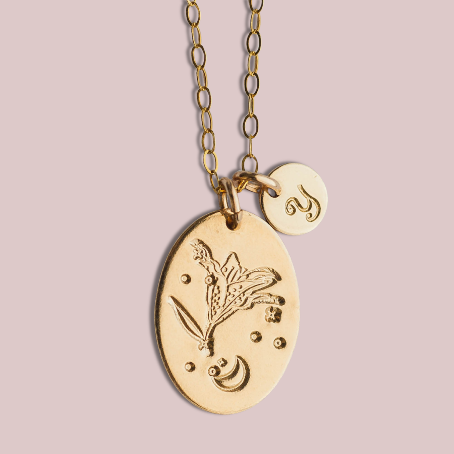 Lily flower charm necklace 14k gold filled - Lovegem studio