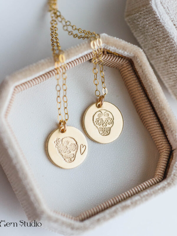 Day of the Dead Skull Charm Necklace | 14k Gold Filled | LoveGem Studio