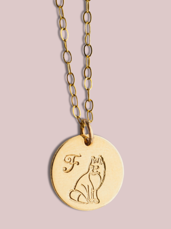 fox and initial charm necklace 14k gold filled - Lovegem studio