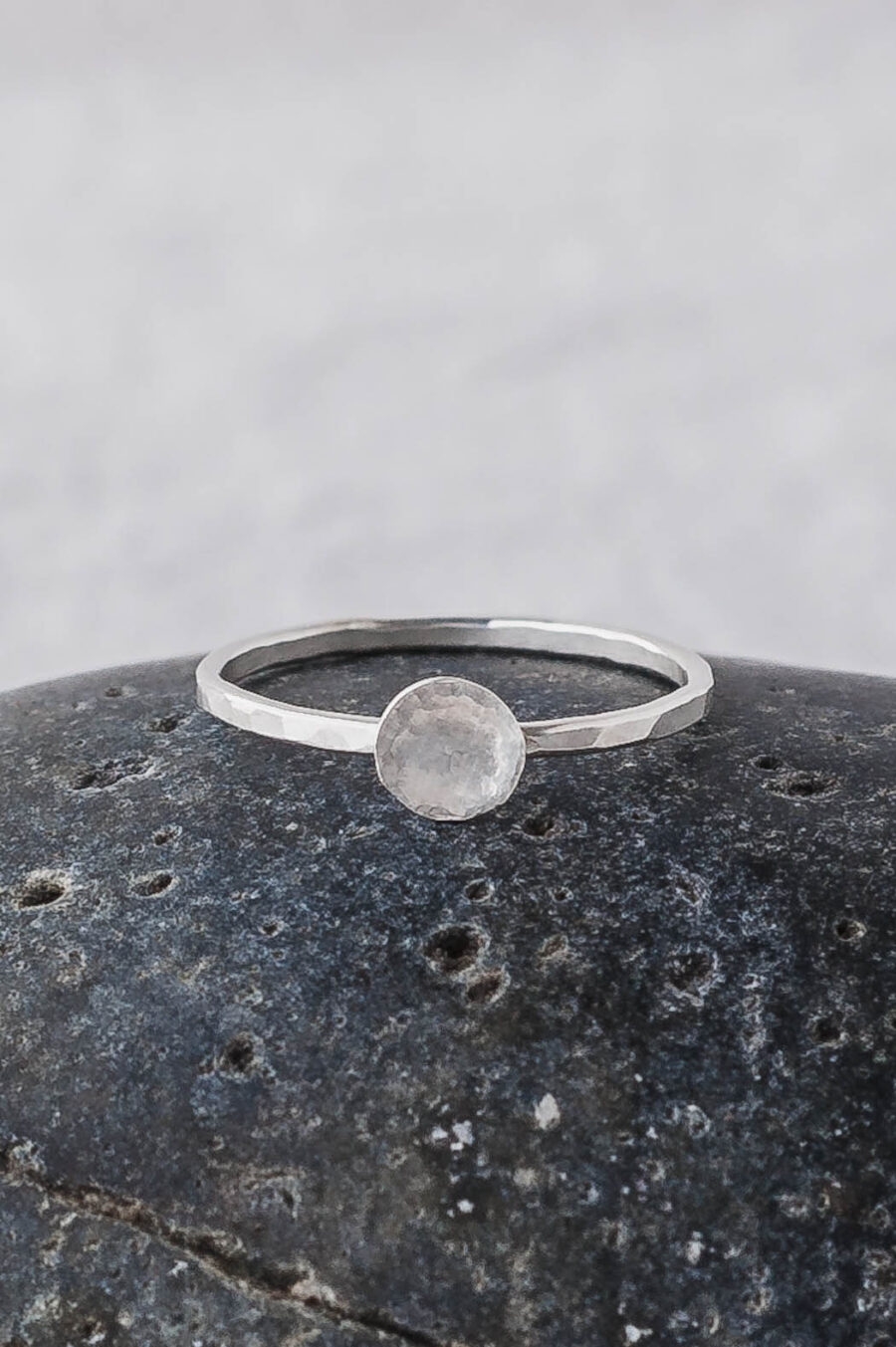 Aurora | Forged Full Moon Sterling Silver Ring | LoveGem Studio - Image 2