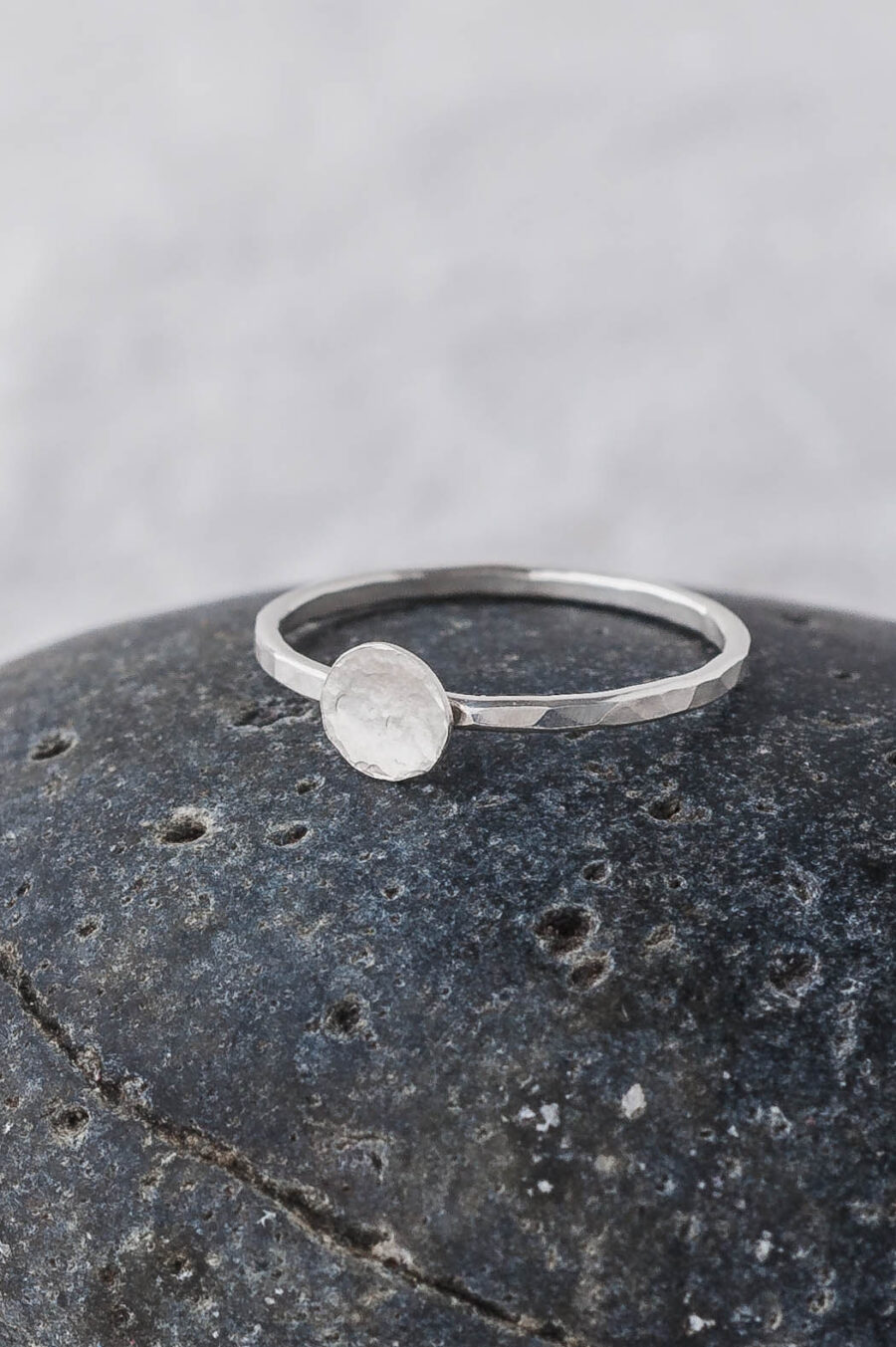 Aurora | Forged Full Moon Sterling Silver Ring | LoveGem Studio - Image 3