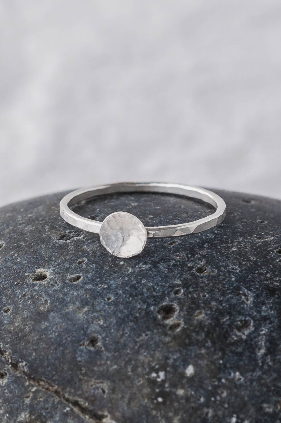 Aurora | Forged Full Moon Sterling Silver Ring | LoveGem Studio