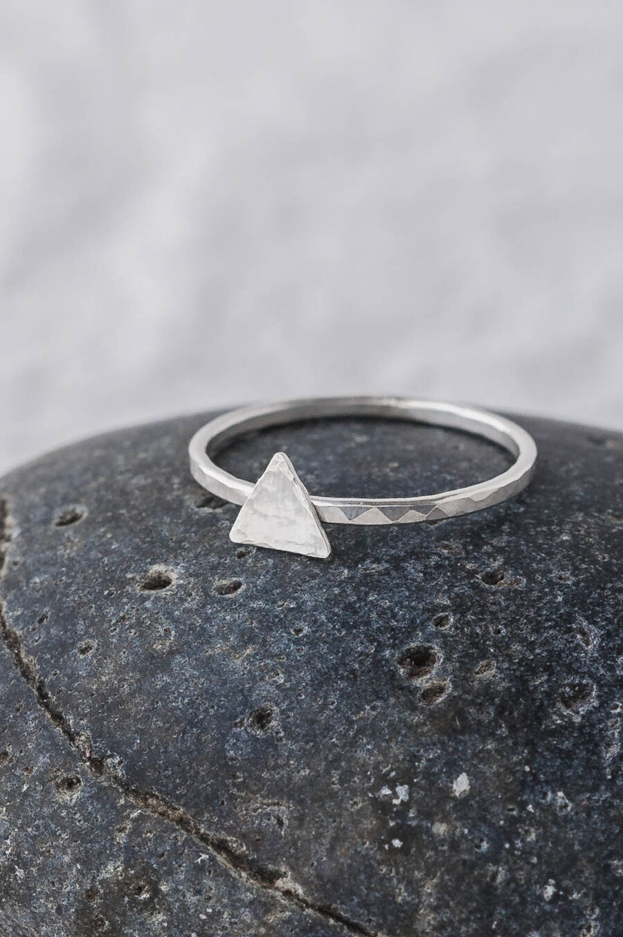 Ada | Forged Triangle Sterling Silver Ring | LoveGem Studio