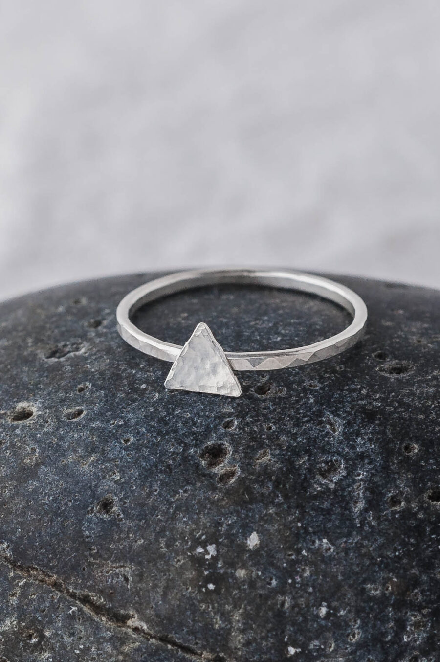 Ada | Forged Triangle Sterling Silver Ring | LoveGem Studio - Image 2