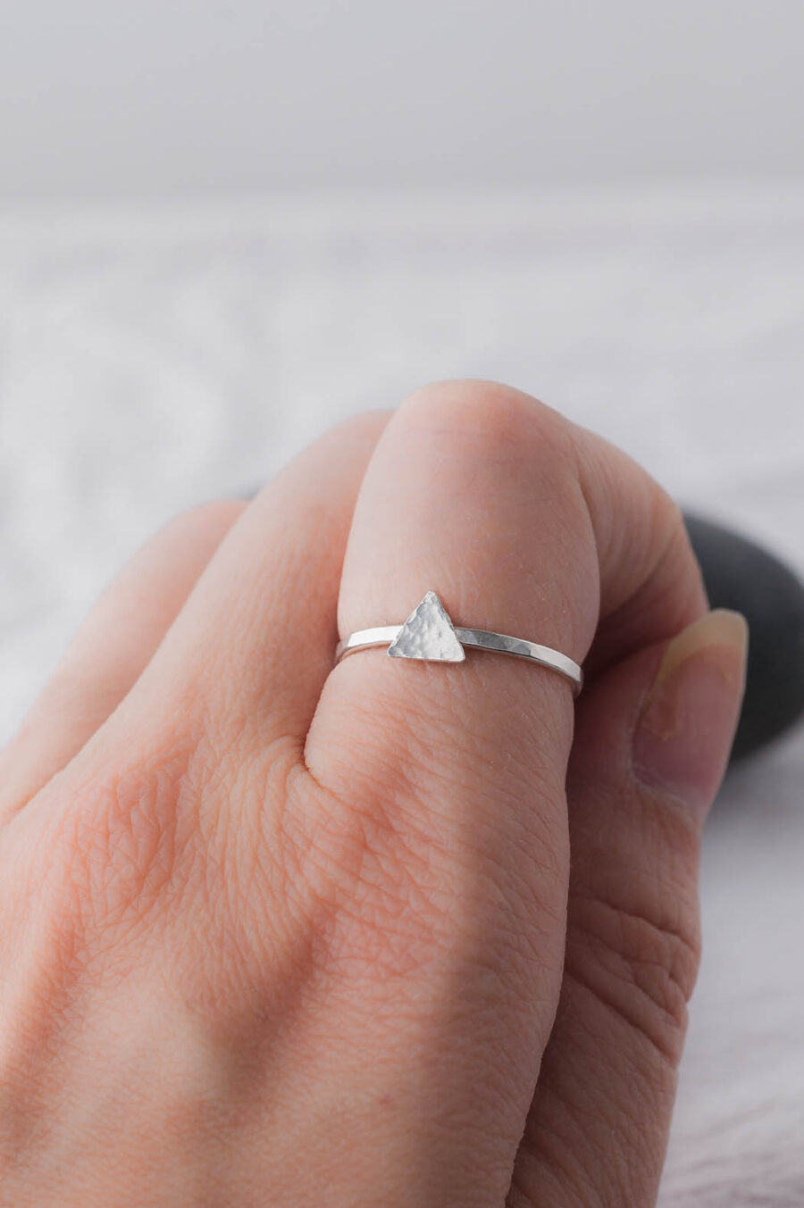 Ada | Forged Triangle Sterling Silver Ring | LoveGem Studio - Image 4