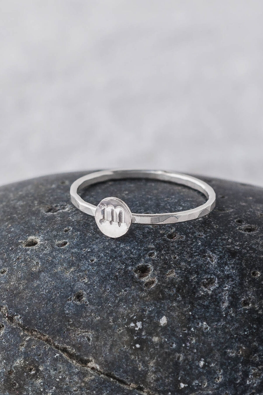 Anya | Forged Initial Sterling Silver Ring | LoveGem Studio - Image 2