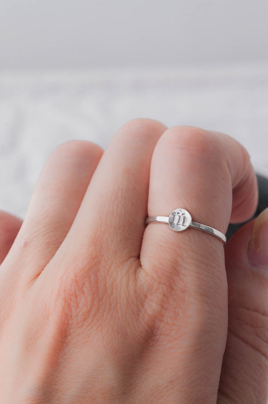 Anya | Forged Initial Sterling Silver Ring | LoveGem Studio - Image 3