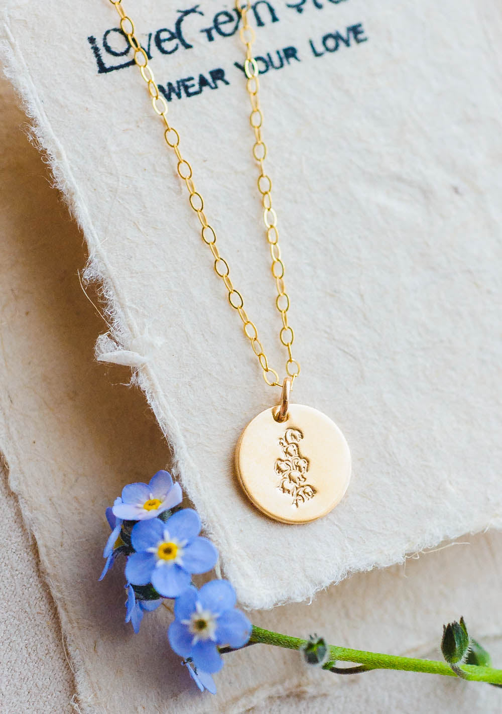 Lily of the Valley Charm Necklace | 14k Gold Filled | LoveGem Studio - No Initials, Charm Only image