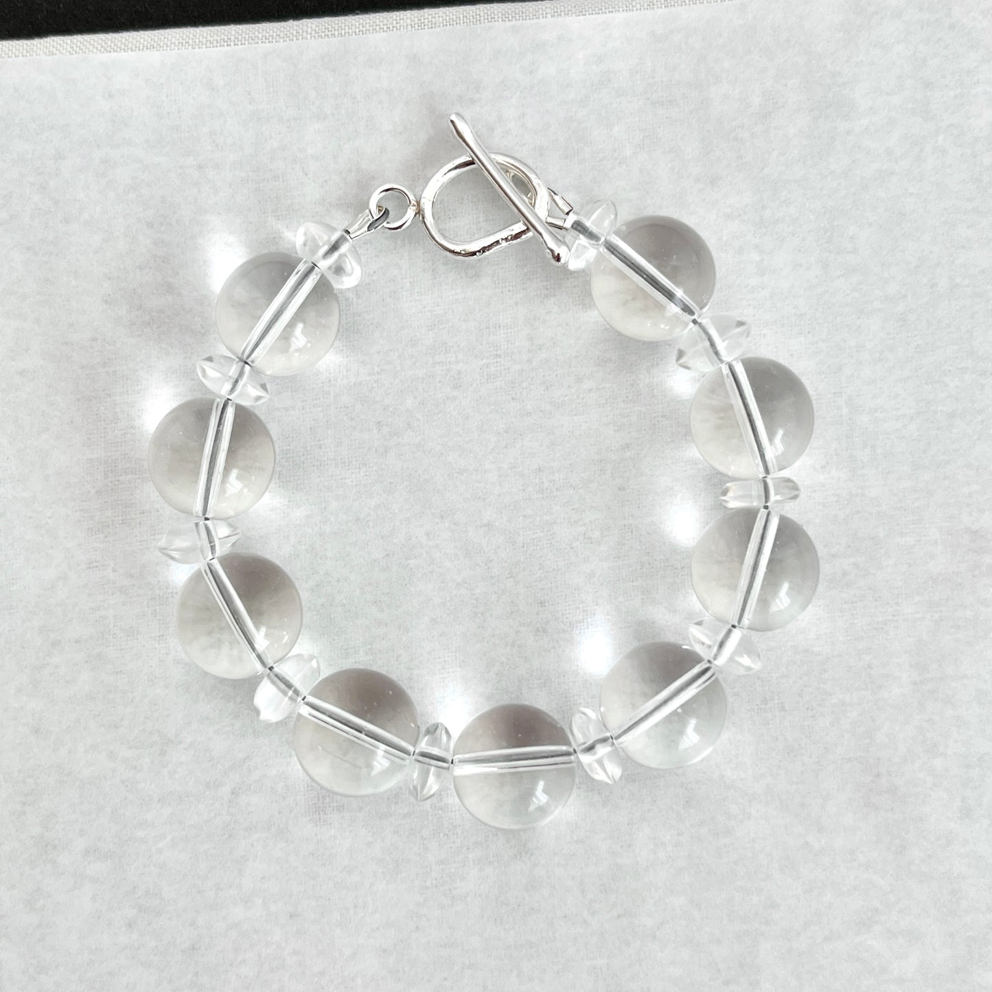 12mm Chunky Quartz Bead Bracelet – Maxi Healing Crystal Jewelry with Argentium Silver Toggle