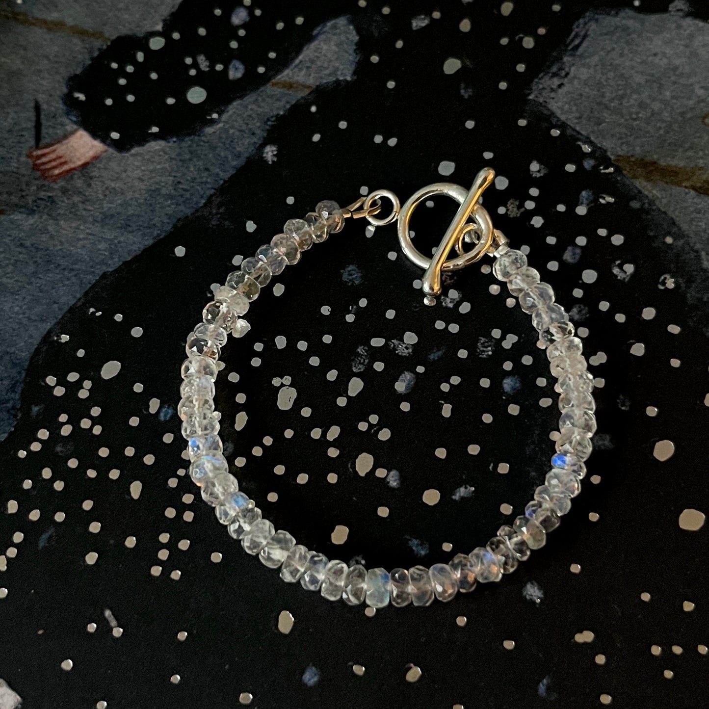 Lunar Luminary Bracelet – Luxe Grade Moonstone with Argentium Silver Toggle