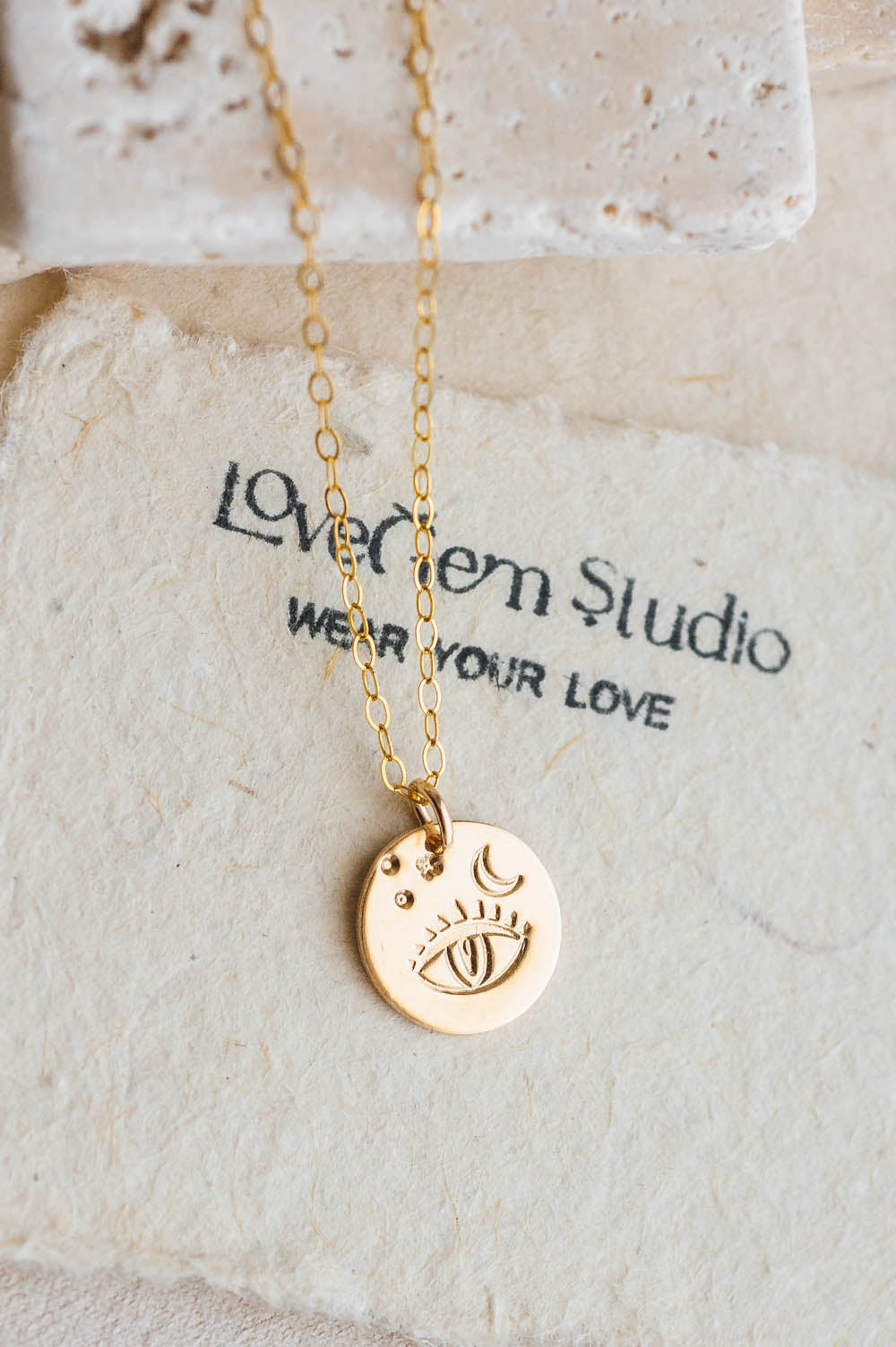 Evil Eye Charm Necklace | 14k Gold Filled | LoveGem Studio - 1, Necklace (Charm + Chain) image