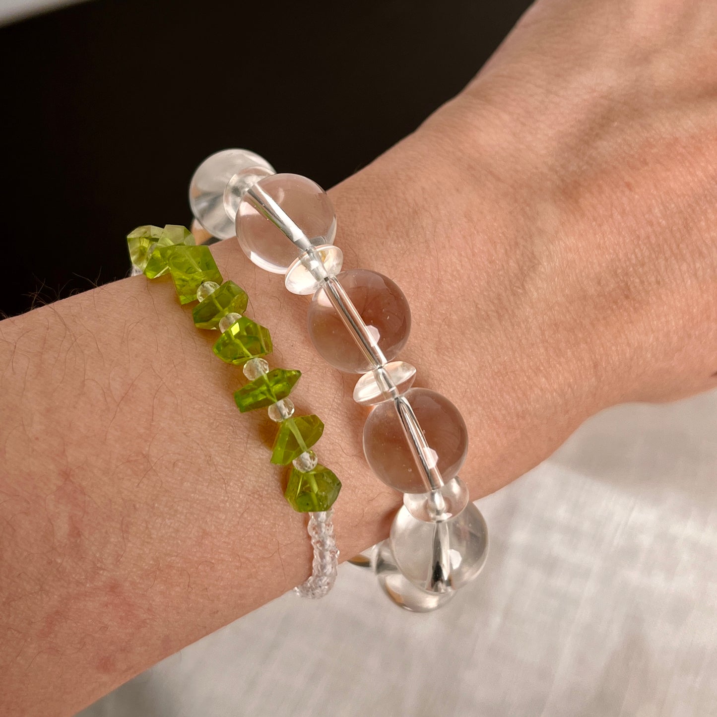 12mm Chunky Quartz Bead Bracelet – Maxi Healing Crystal Jewelry with Argentium Silver Toggle