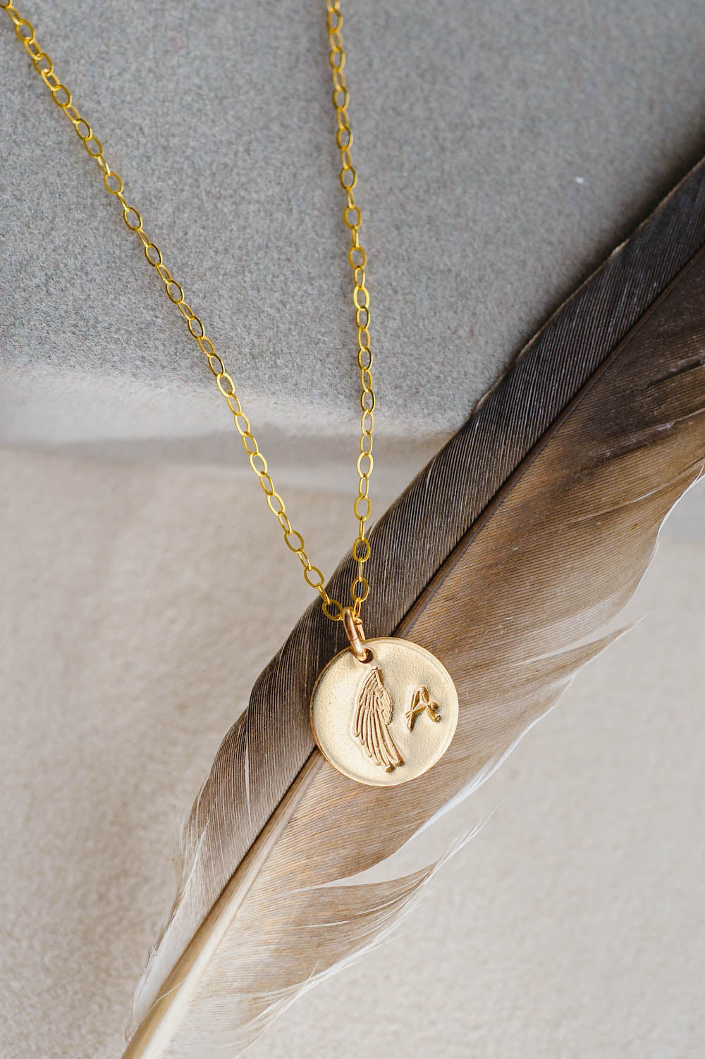 Angel Wing Charm Necklace | 14k Gold Filled | LoveGem Studio - A, Necklace (Charm + Chain) image