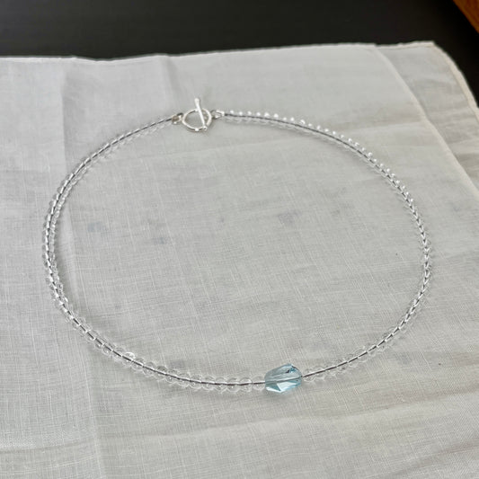 Sky Blue Topaz & Quartz Necklace – Mermaid Theme Jewelry with Argentium Silver Toggle