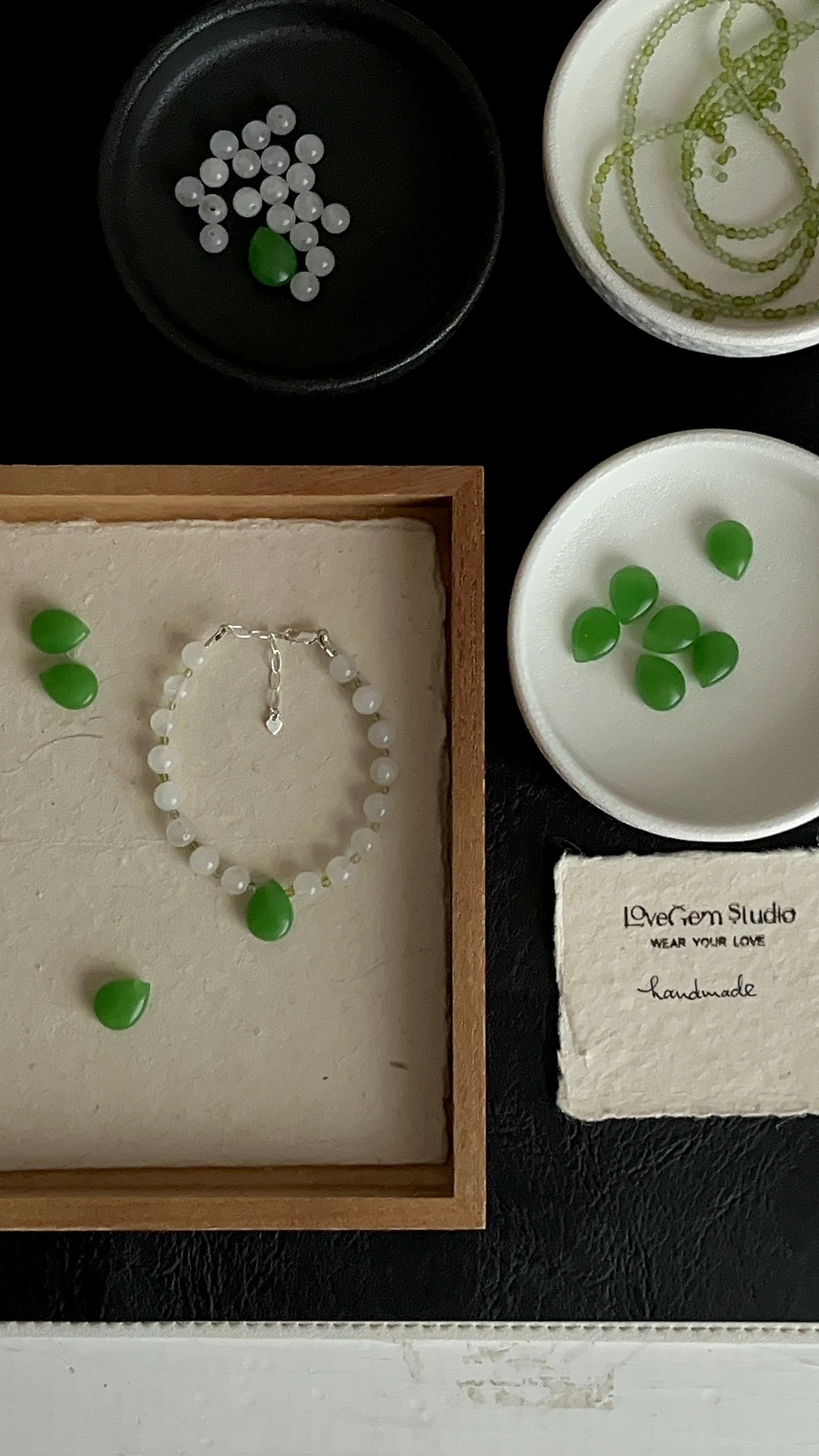 Handmade Green Jade & Peridot Bracelet – Sterling Silver Adjustable Healing Jewelry by LoveGem Studio