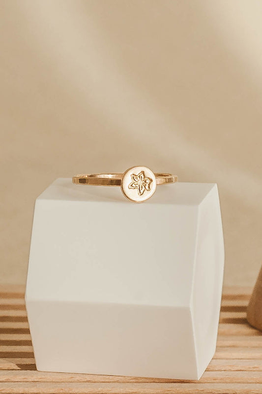 Handstamped Birth Flower Ring – Personalized 14k Gold Filled Botanical Jewelry by LoveGem Studio