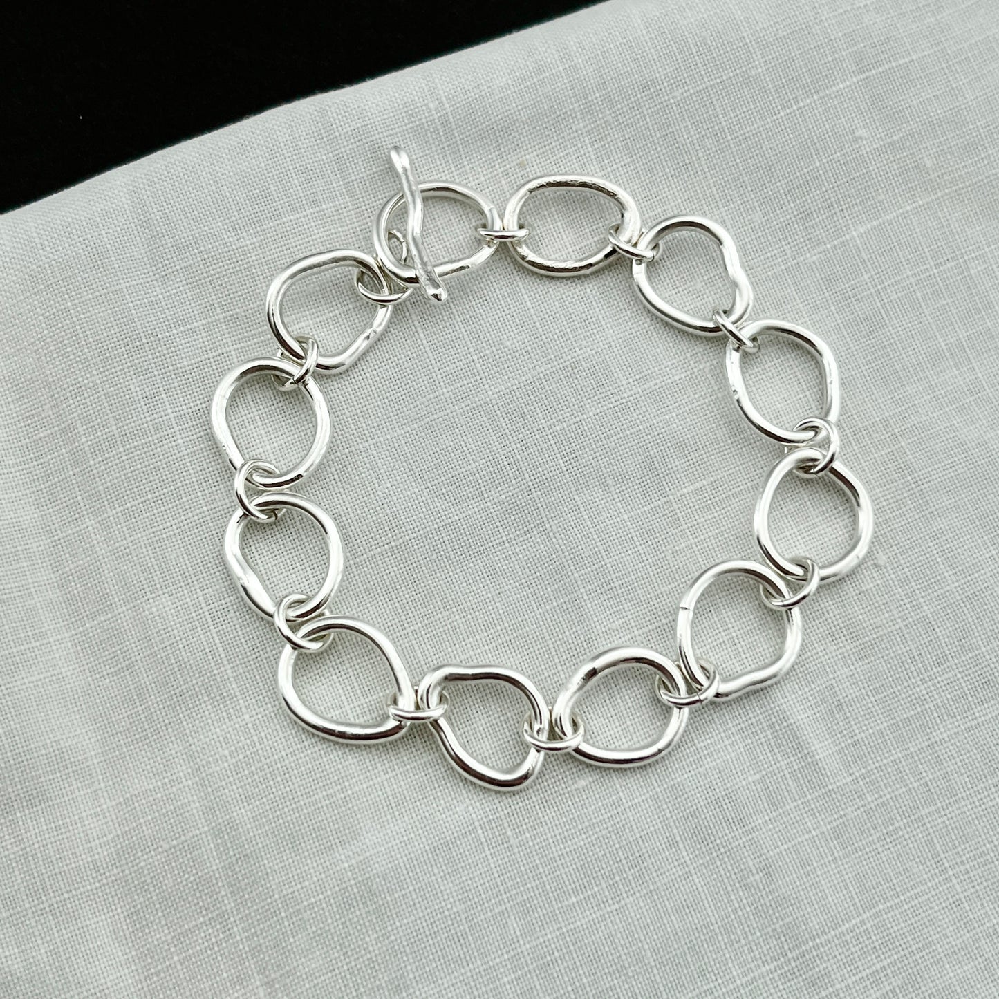 Artisan Fused Argentium Silver Chunky Bracelet – Handmade Organic Statement Jewelry