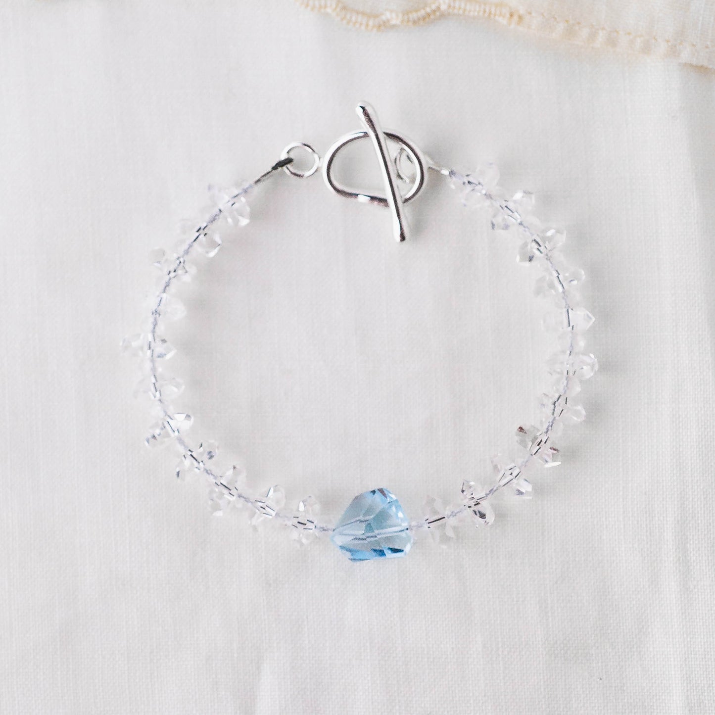 Sky Blue Topaz Nugget & Quartz Bracelet – Dual-Energy Sea & Sky Crystal Jewelry with Argentium Silver Toggle