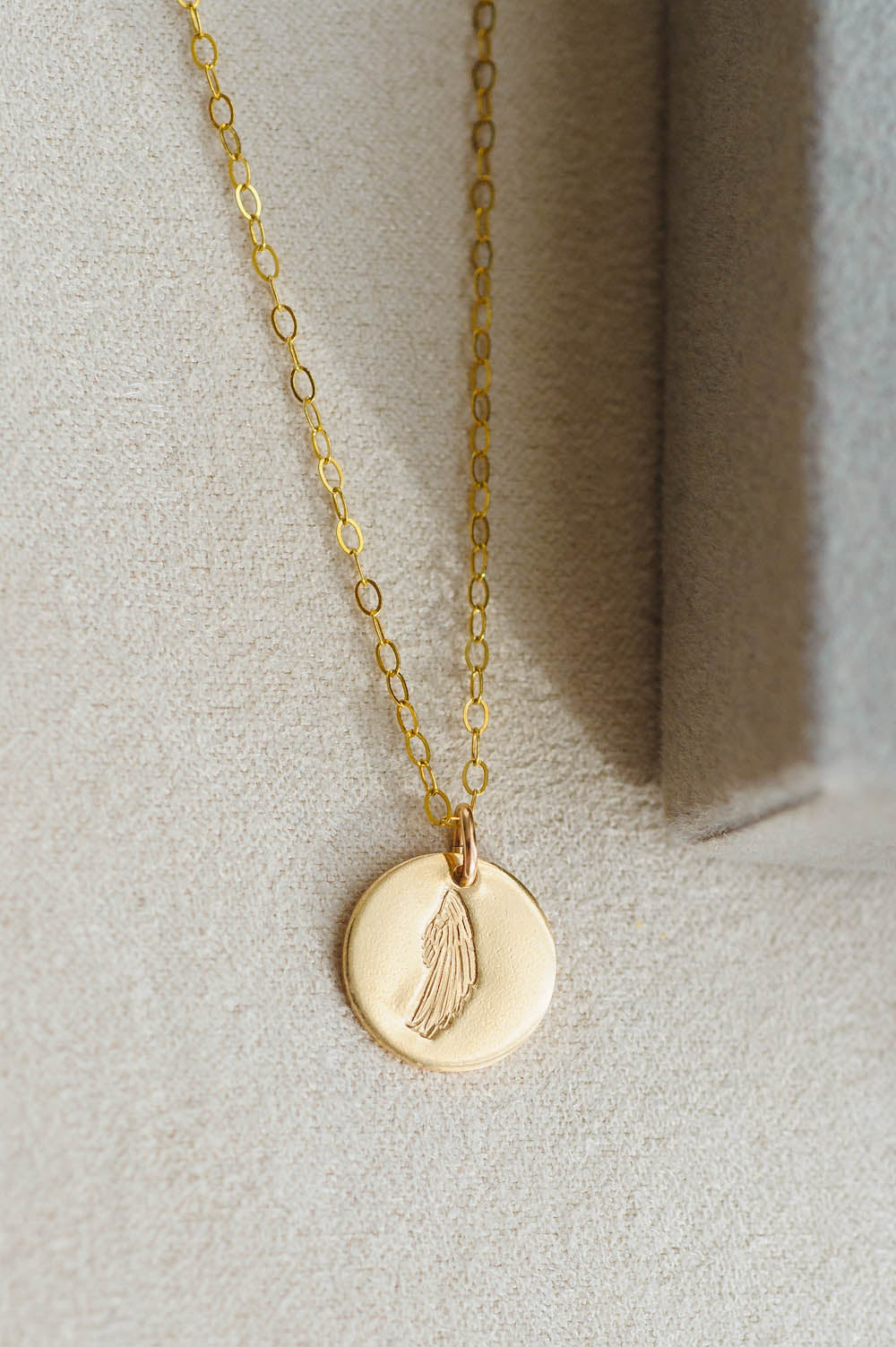 Angel Wing Charm Necklace | 14k Gold Filled | LoveGem Studio - C, Necklace (Charm + Chain) image
