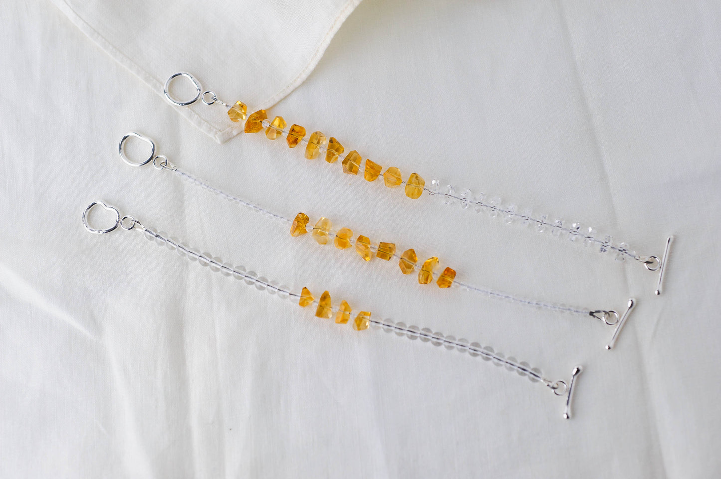 Golden Abundance Bracelet – Premium Grade Citrine & Ice-Clear Quartz with Argentium Silver Toggle