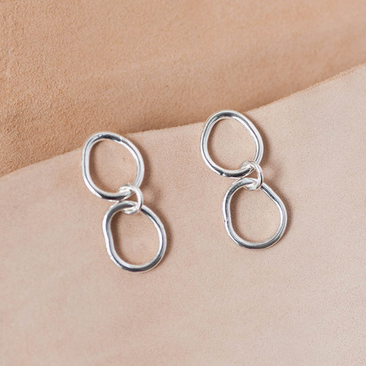 The Dual Frequency Drop Earrings – Fused Argentium Double Loops