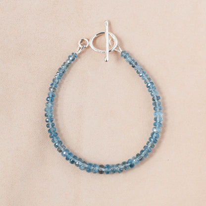 The Luminous Current Bracelet – Glassy Aquamarine Rondelles & Fused Argentium