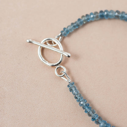 The Luminous Current Bracelet – Glassy Aquamarine Rondelles & Fused Argentium