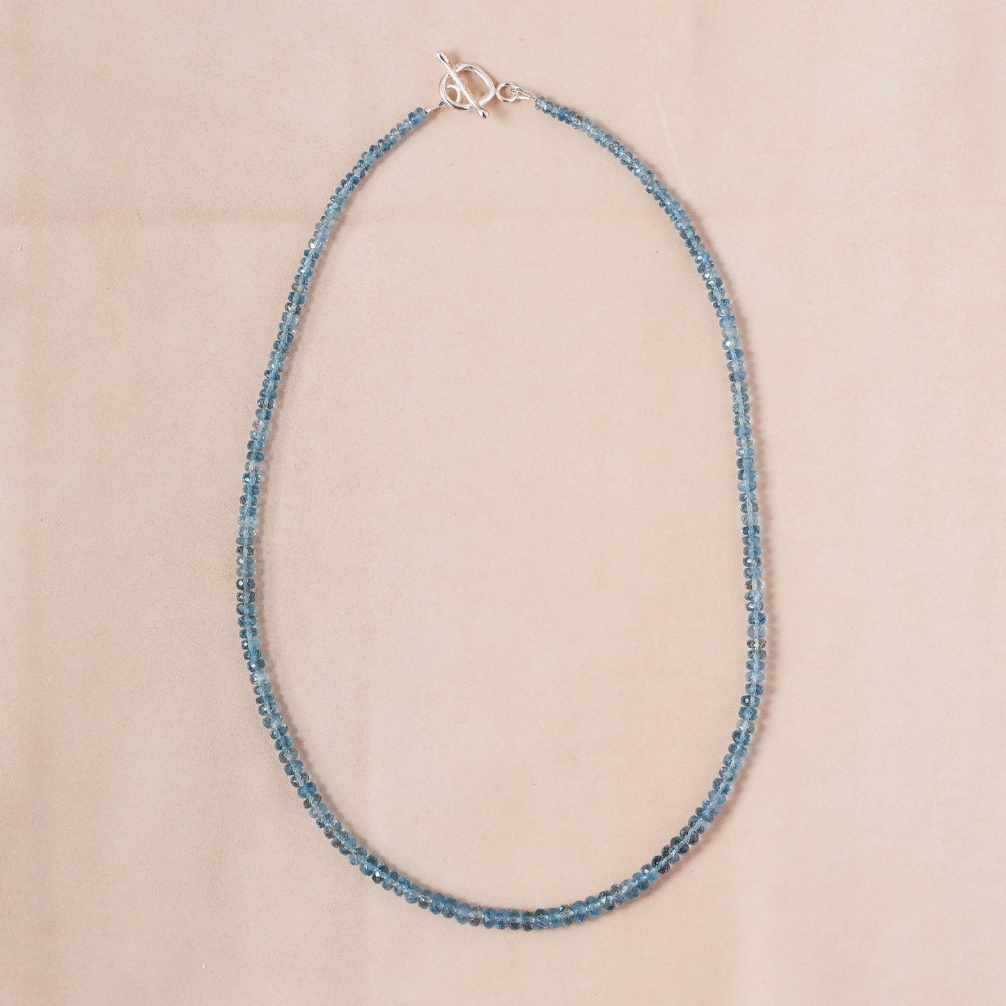 The Luminous Horizon Necklace – Glassy Aquamarine Rondelles & Fused Argentium