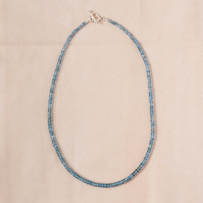 The Luminous Horizon Necklace – Glassy Aquamarine Rondelles & Fused Argentium