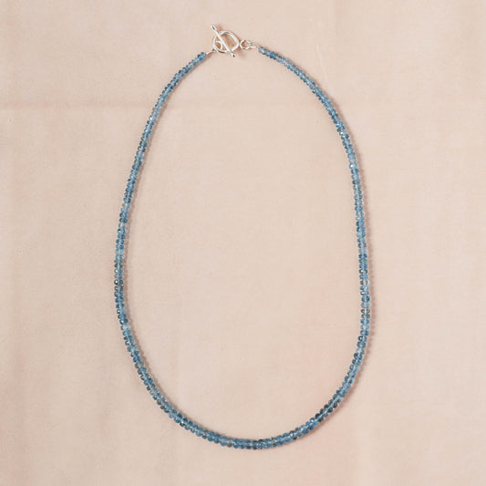 The Luminous Horizon Necklace – Glassy Aquamarine Rondelles & Fused Argentium