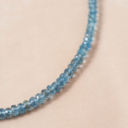 The Luminous Horizon Necklace – Glassy Aquamarine Rondelles & Fused Argentium