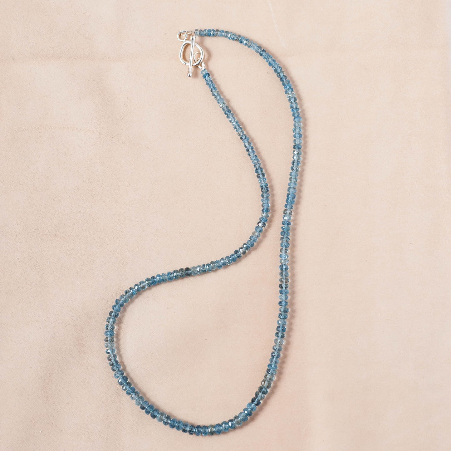 The Luminous Horizon Necklace – Glassy Aquamarine Rondelles & Fused Argentium