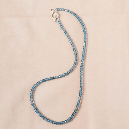 The Luminous Horizon Necklace – Glassy Aquamarine Rondelles & Fused Argentium