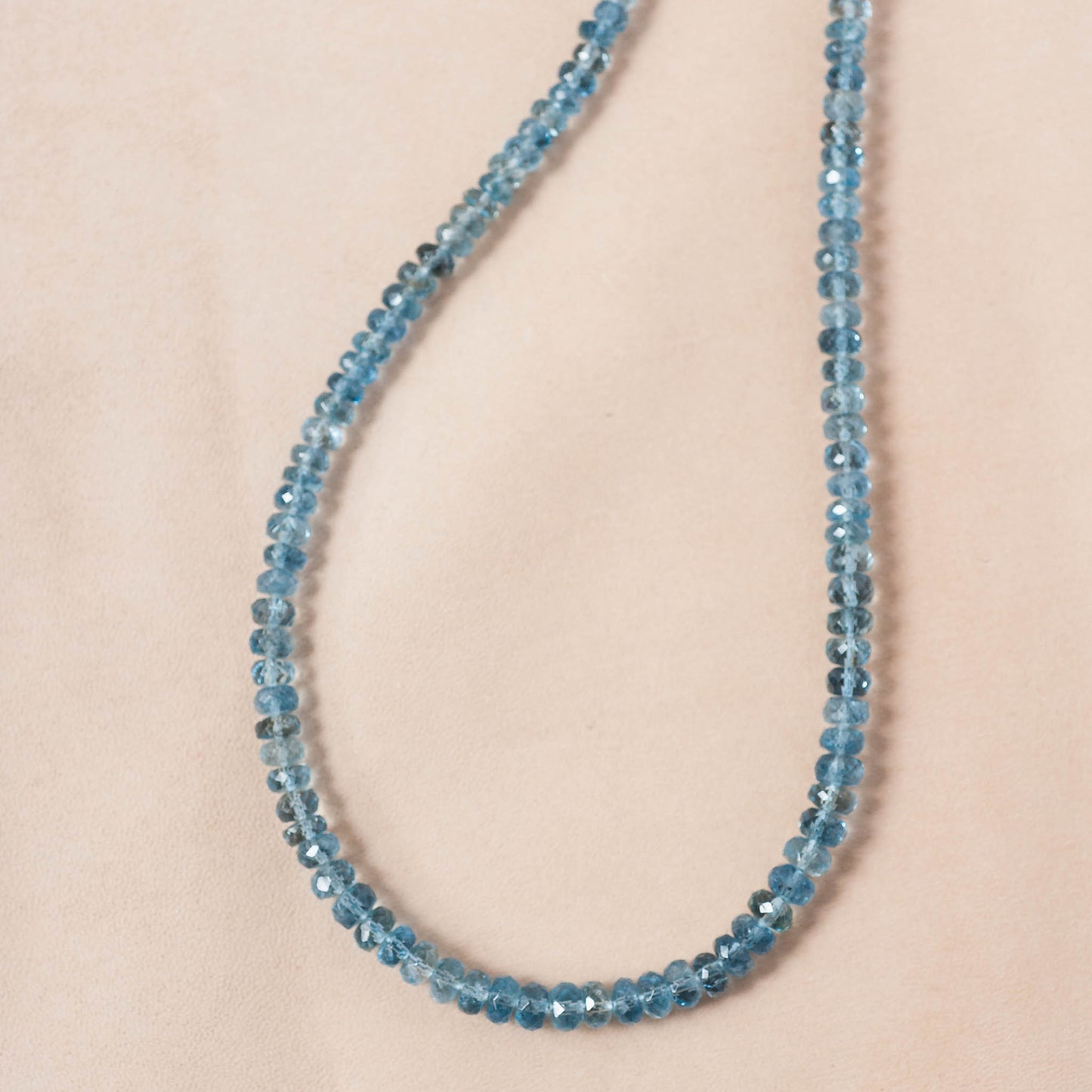 The Luminous Horizon Necklace – Glassy Aquamarine Rondelles & Fused Argentium