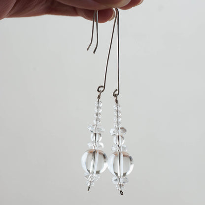 The Ethereal Echo Dangle Earrings – Assorted Quartz & Handmade French Hooks
