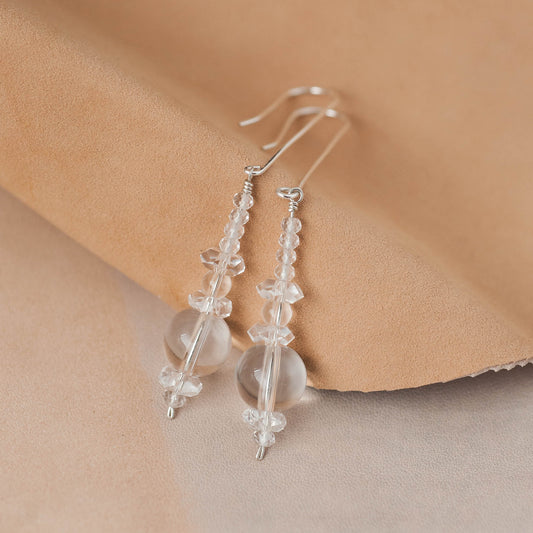 The Ethereal Echo Dangle Earrings – Assorted Quartz & Handmade French Hooks