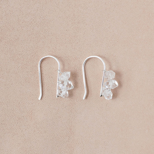 The Celestial Triad Earrings – Triple Herkimer Diamond & Argentinum