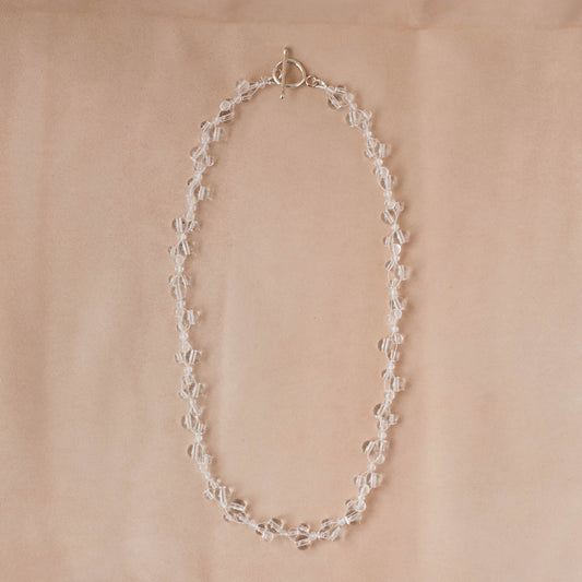 The Clarity Weaver Necklace – Smooth Round Quartz & Fused Argentium