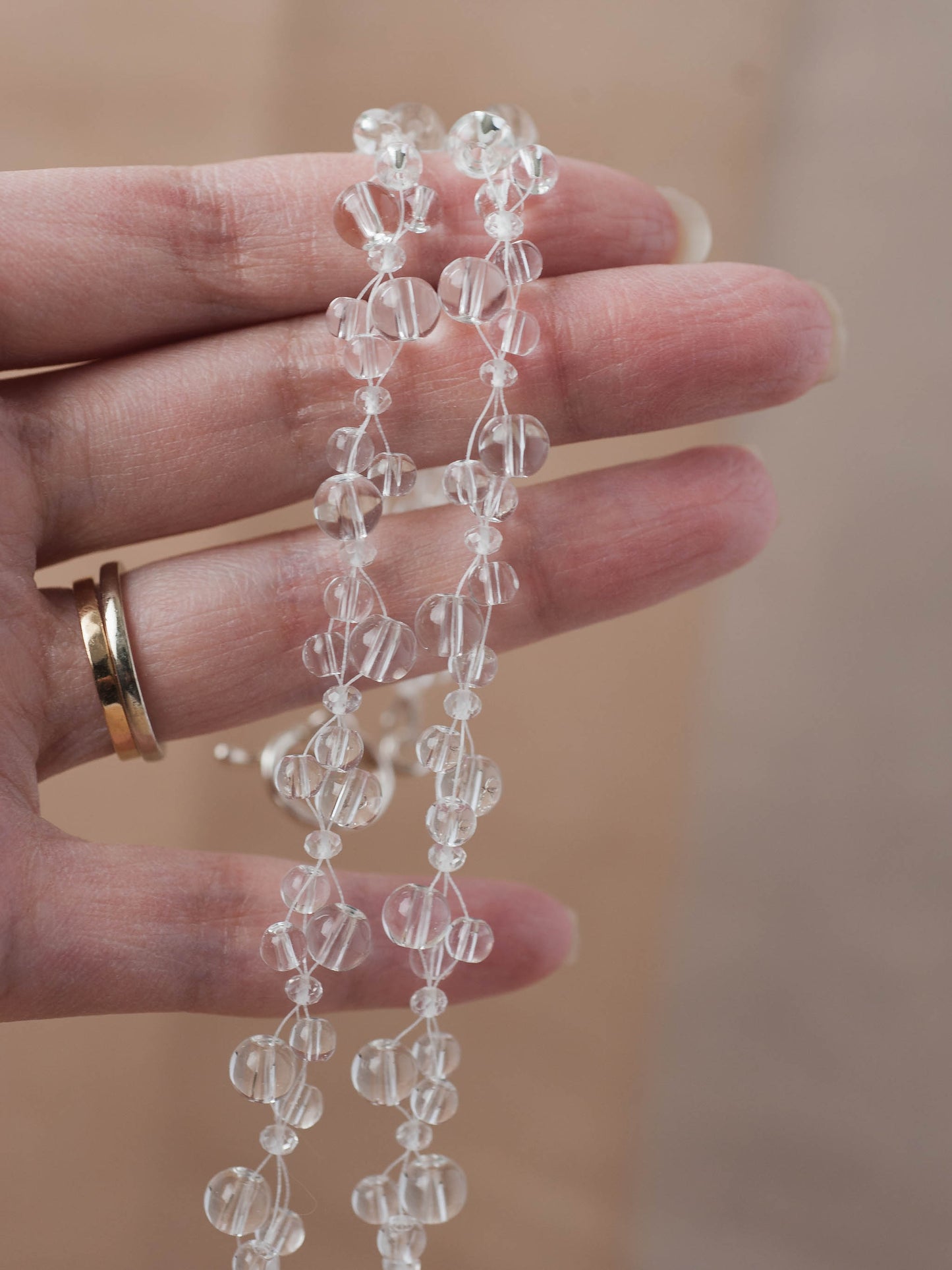 The Clarity Weaver Necklace – Smooth Round Quartz & Fused Argentium