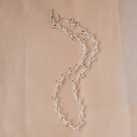 The Clarity Weaver Necklace – Smooth Round Quartz & Fused Argentium