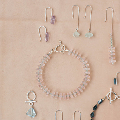 The Gentle Authority Bracelet – Rose Quartz Heishi & Blue Apatite